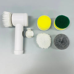 
"5-in-1 Cleaning Magic Electric Brush with interchangeable heads for versatile cleaning, featuring a cordless design and powerful motor for efficient use."