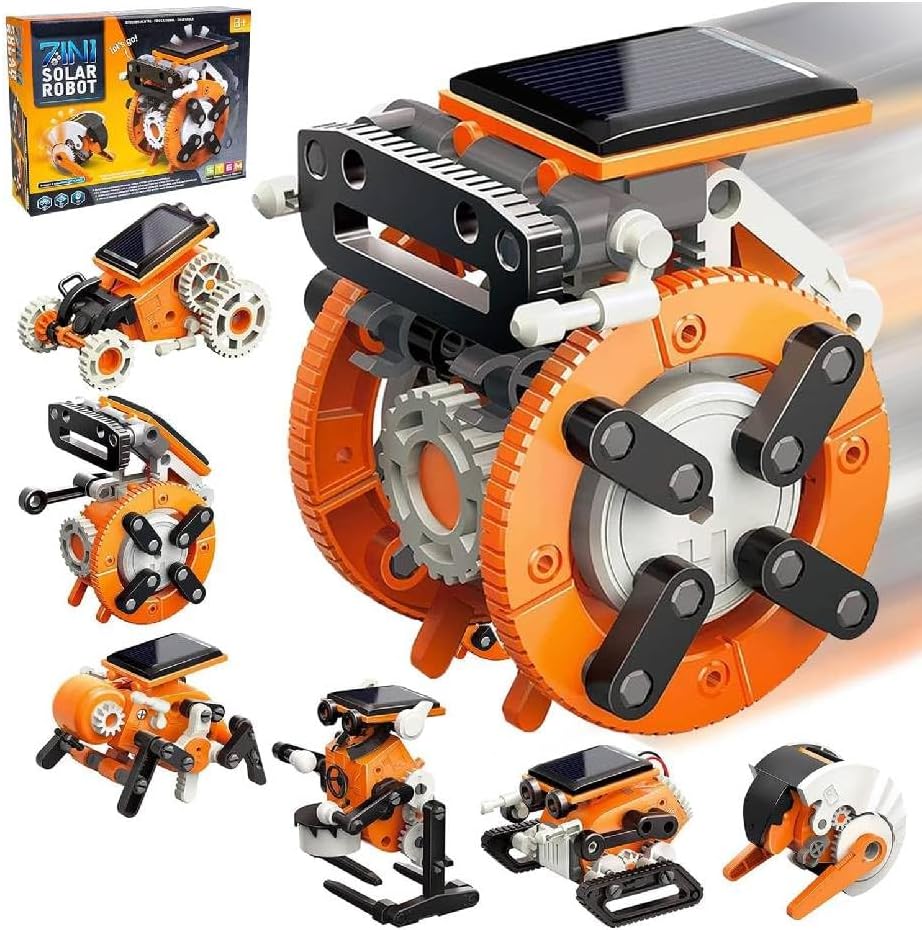 "Masroo 7-in-1 Solar Robot Kit, a STEM educational DIY toy for kids aged 8+, powered by solar energy."