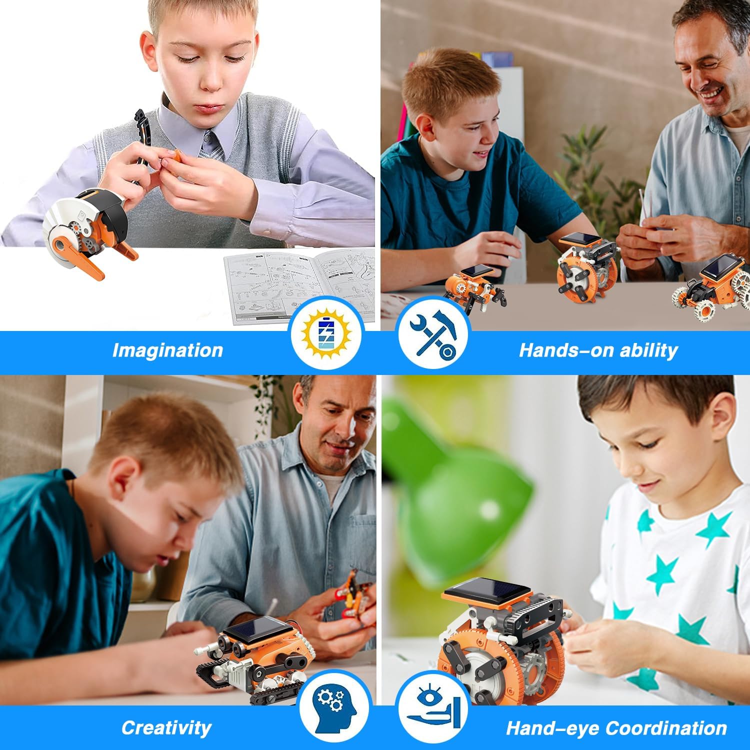 "Masroo 7-in-1 Solar Robot Kit, a STEM educational DIY toy for kids aged 8+, powered by solar energy."