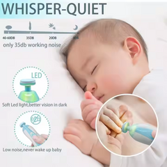 "Baby nail trimmer with soft grinding heads, ergonomic design, and gentle operation, suitable for safely trimming infant and toddler nails."