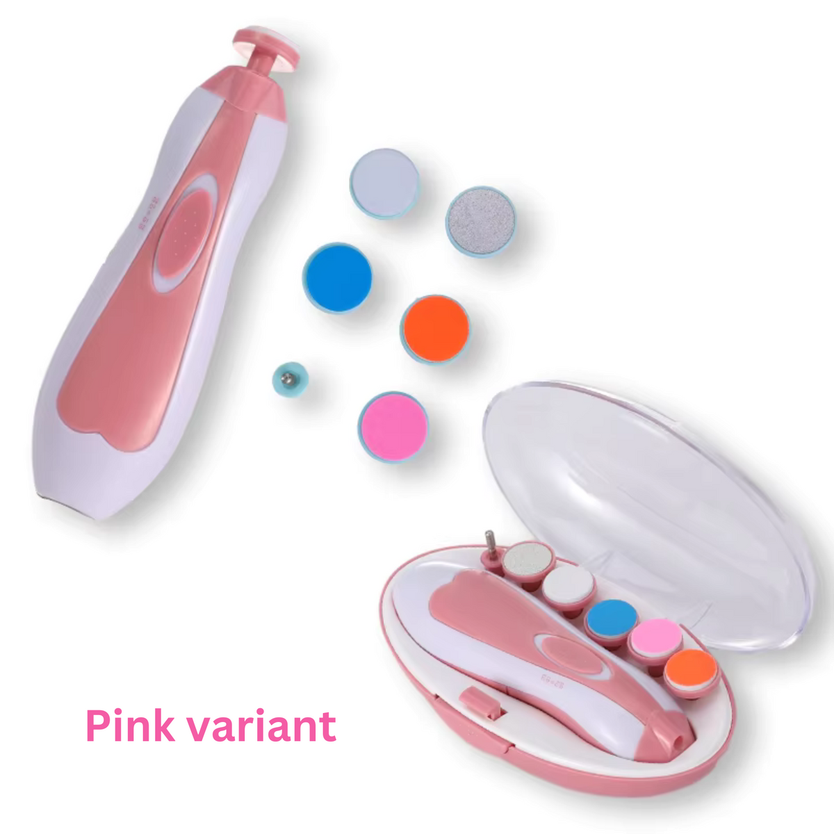 "Baby nail trimmer with soft grinding heads, ergonomic design, and gentle operation, suitable for safely trimming infant and toddler nails."