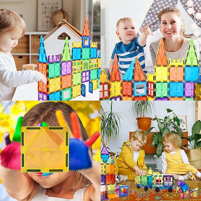 "45-Piece Magnetic Building Blocks for kids, a colorful STEM DIY toy perfect for creativity and learning."