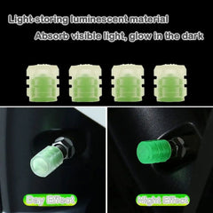 "Car Luminous Tire Valve Cap Set (4 pcs) – Glow-in-the-dark valve caps for enhanced style and visibility at night."