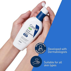 Cerave PM Facial Moisturizing Lotion paired with Derma Roller for improved skin care results.