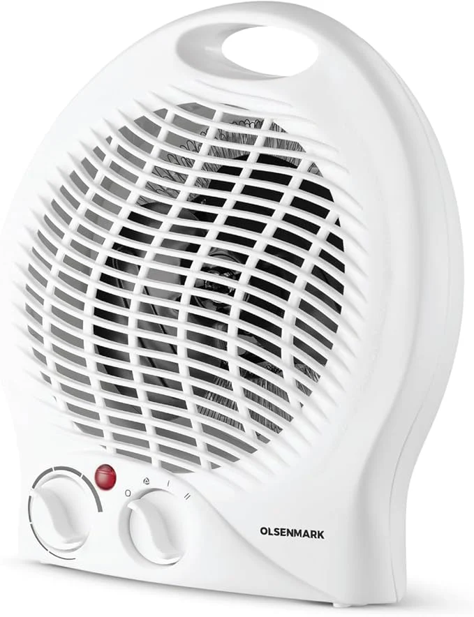 DOMEA 2000W Electric Fan Heater – Compact Heater with 2 Heat Modes, Adjustable Thermostat, and Overheat Protection for Home or Office