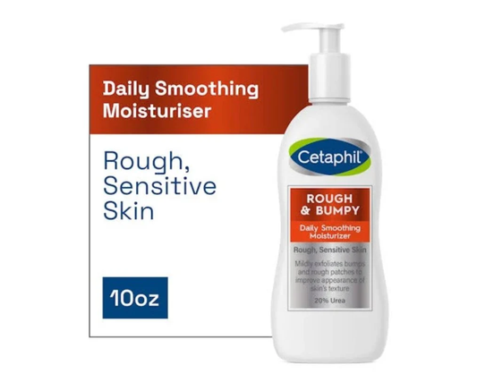 "Cetaphil Daily Smoothing Moisturizer for Rough Skin – Hydrating, Lightweight Formula, Softens Uneven Texture, and Provides Deep Hydration for All Skin Types."