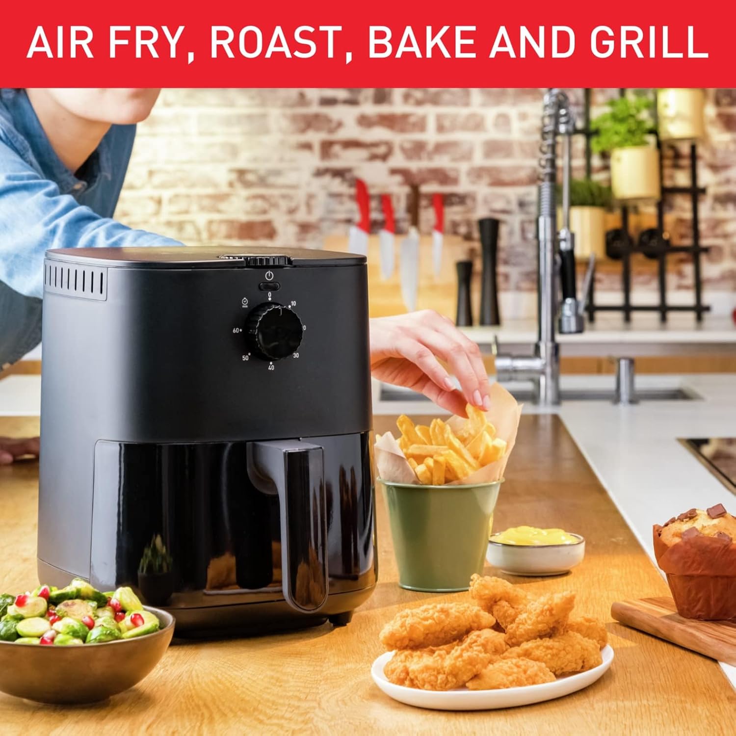 Oil-free cooking with the Digital Air Fryer, perfect for crispy and healthy meals.