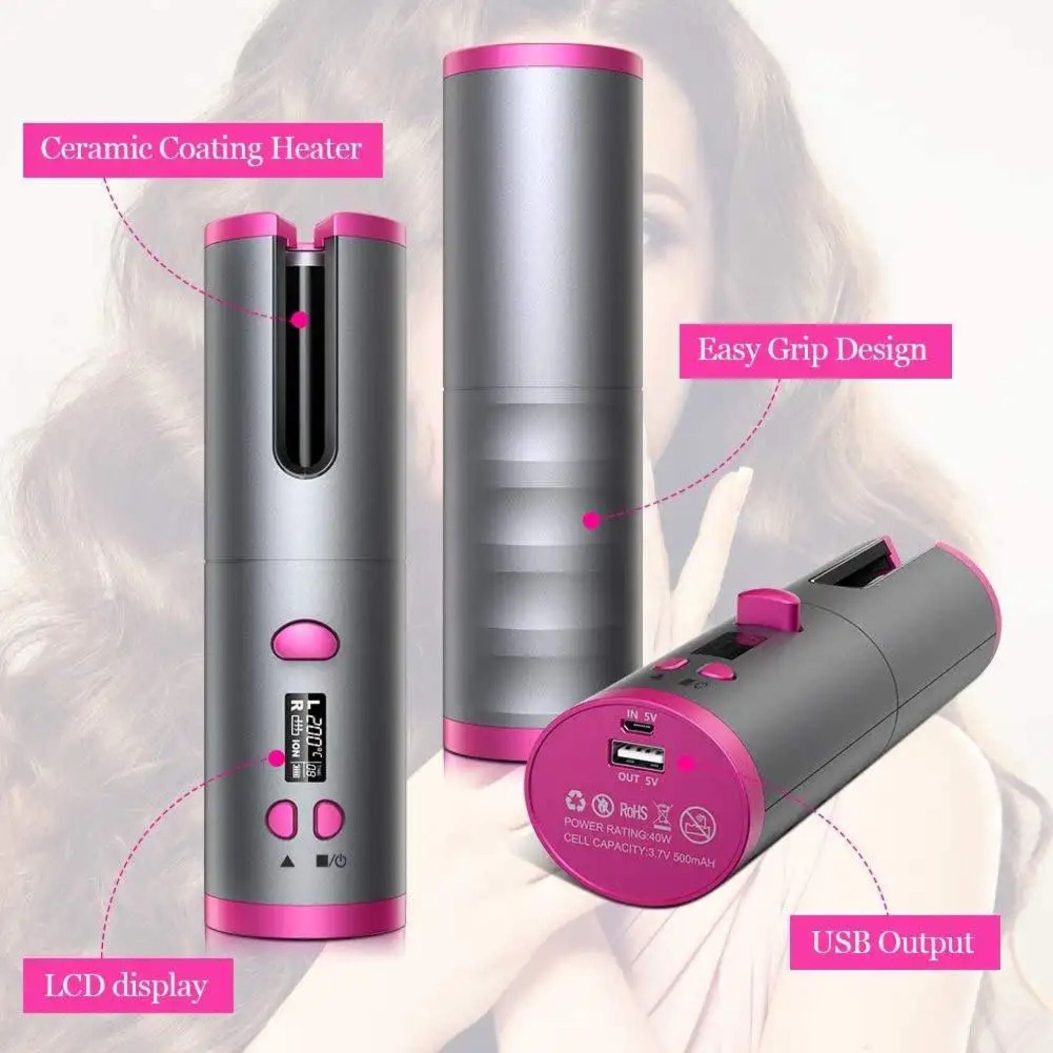 "Digital Hair Curler – Professional curling wand with adjustable temperature settings for flawless, long-lasting curls."