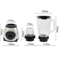 2-in-1 Blender & Grinder 850W with a BPA-free 1.5L glass jar for smoothies, ice, spices, and coffee.