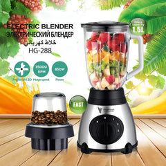 2-in-1 Blender & Grinder 850W with a BPA-free 1.5L glass jar for smoothies, ice, spices, and coffee.