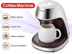 Fully automatic coffee machine, portable mini coffee maker with ceramic cup for home and office use. Mini automatic coffee machine for home and office, portable design with boil-dry protection.