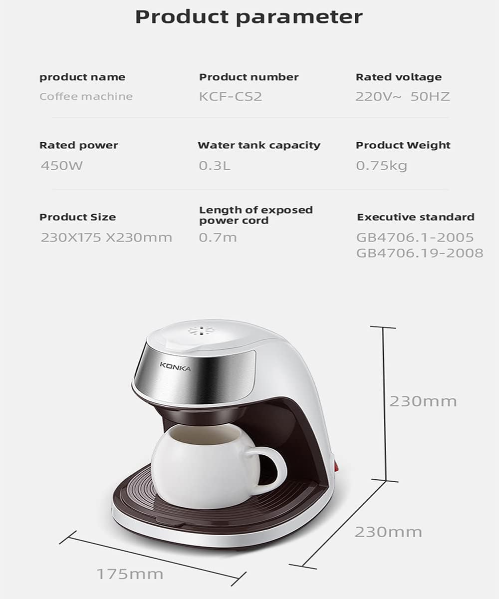 Fully automatic coffee machine, portable mini coffee maker with ceramic cup for home and office use. Mini automatic coffee machine for home and office, portable design with boil-dry protection.