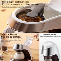 Fully automatic coffee machine, portable mini coffee maker with ceramic cup for home and office use. Mini automatic coffee machine for home and office, portable design with boil-dry protection.