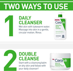 CeraVe Hydrating Facial Cleanser 562ml for dry and sensitive skin care. Non-foaming CeraVe Hydrating Cleanser, perfect for daily use on sensitive skin. Gentle and moisturizing CeraVe cleanser for dry skin, fragrance-free formula.