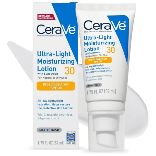 CeraVe Lotion with Sunscreen SPF 30 – Lightweight, Hydrating, and Travel-Friendly (52ml). A lightweight, non-greasy formula ideal for daily use and travel.