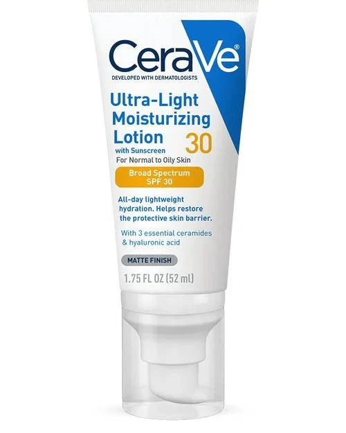 CeraVe Lotion with Sunscreen SPF 30 – Lightweight, Hydrating, and Travel-Friendly (52ml). A lightweight, non-greasy formula ideal for daily use and travel.