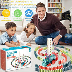 "NC Kid's Domino Train Blocks Set with 60 colorful pieces, a fun learning toy for kids aged 3-8."