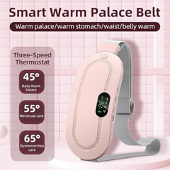 "Portable Period Heating Massage Belt – Rechargeable and adjustable belt for soothing menstrual cramps with heat and gentle vibration massage."