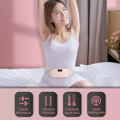 "Portable Period Heating Massage Belt – Rechargeable and adjustable belt for soothing menstrual cramps with heat and gentle vibration massage."