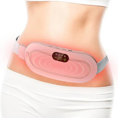 "Portable Period Heating Massage Belt – Rechargeable and adjustable belt for soothing menstrual cramps with heat and gentle vibration massage."