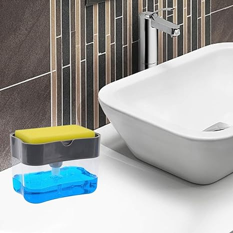 Soap Pump and Sponge Holder – Stylish Organizer for Bathroom and Kitchen with Easy Dispensing and Storage