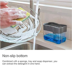 Soap Pump and Sponge Holder – Stylish Organizer for Bathroom and Kitchen with Easy Dispensing and Storage