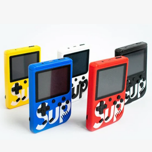 "Sup Game Box Plus 400 – Portable retro gaming console with 400 built-in classic games, compact design, and rechargeable battery."