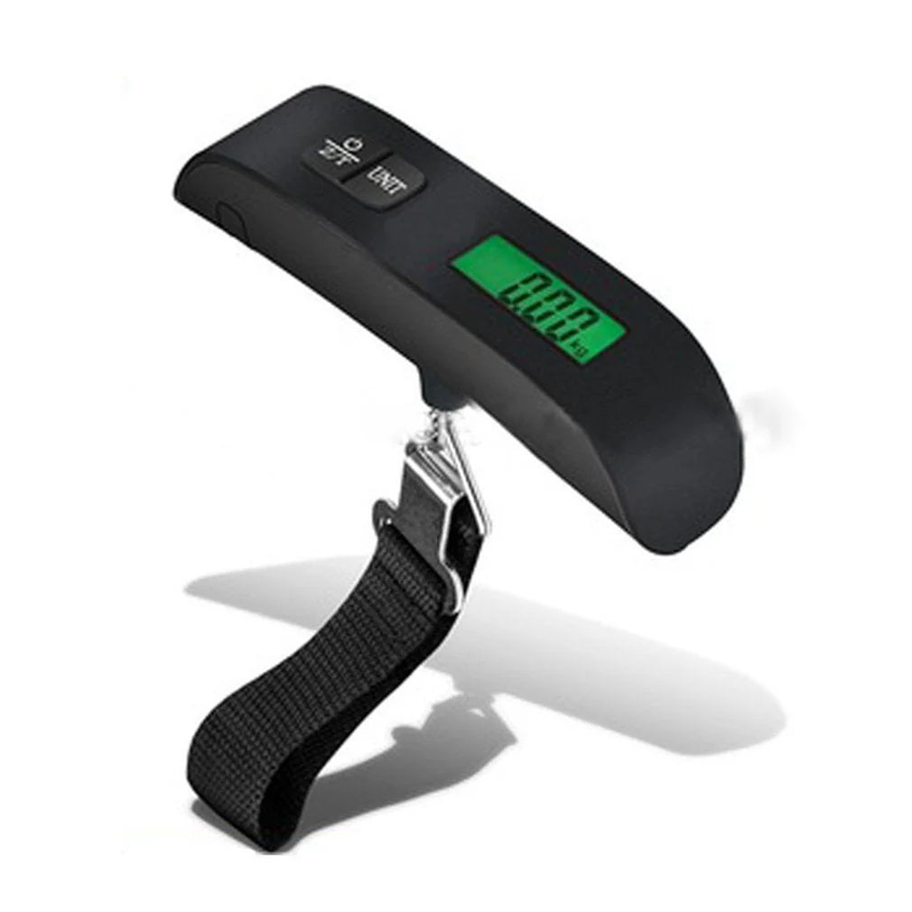 T-shaped Electronic Luggage Scale displaying weight on the digital screen. Compact and lightweight T-shaped Luggage Scale, perfect for travel.